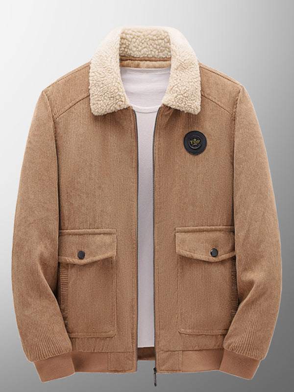 Apparel - Chic Men's Lambswool-Lined Corduroy Jacket for Ultimate Warm - Apparel | MENLL